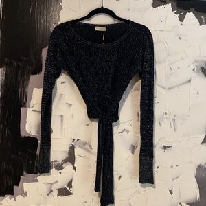 Ramy Brook black and Silver Thread Benny Sweater XXS